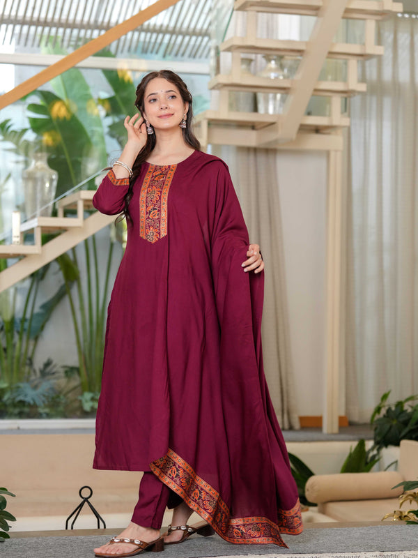 Women's Rayon Straight Kurta & Pants with Dupatta set