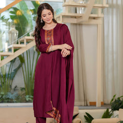 Women's Rayon Straight Kurta & Pants with Dupatta set