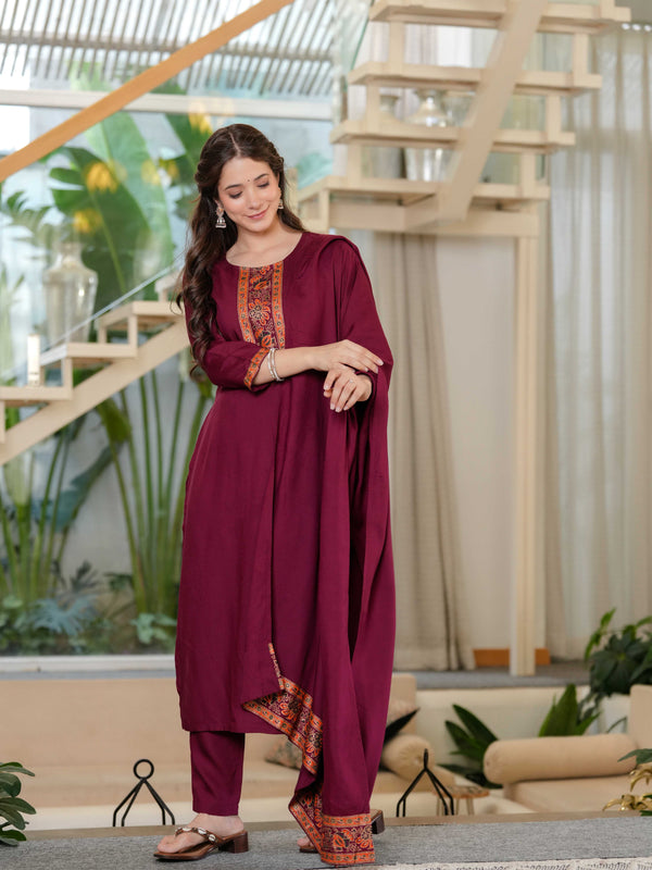 Women's Rayon Straight Kurta & Pants with Dupatta set