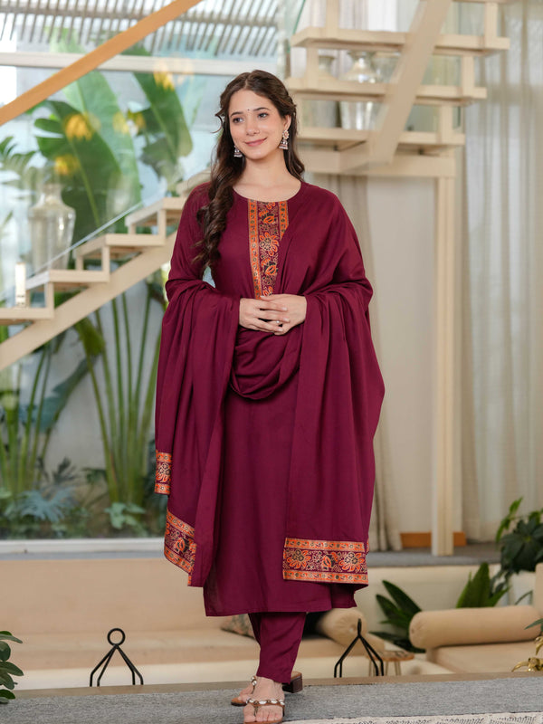 Women's Rayon Straight Kurta & Pants with Dupatta set