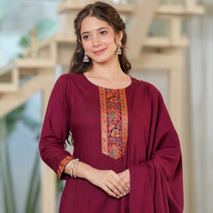 Women's Rayon Straight Kurta & Pants with Dupatta set