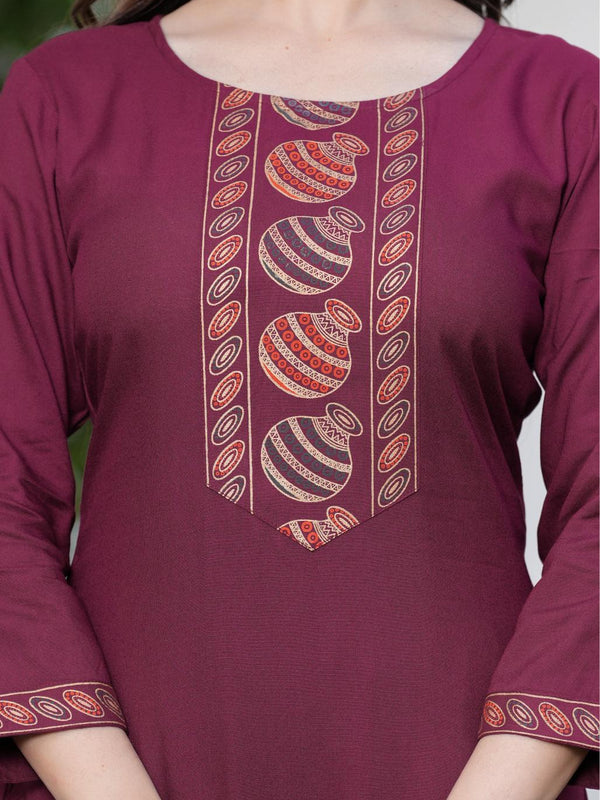 Women's Rayon Flared Kurta & Pants with Dupatta Set