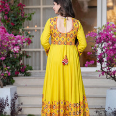 Women's Rayon Anarkali Kurta & Pants with Dupatta Set