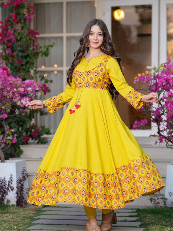 Women's Rayon Anarkali Kurta & Pants with Dupatta Set