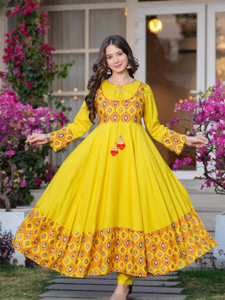 Women's Rayon Anarkali Kurta & Pants with Dupatta Set