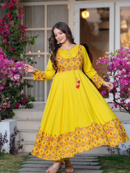 Women's Rayon Anarkali Kurta & Pants with Dupatta Set