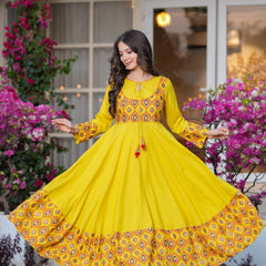 Women's Rayon Anarkali Kurta & Pants with Dupatta Set