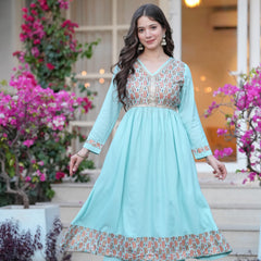Women's Rayon Flared Kurta & Palazzo with Dupatta Set