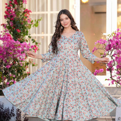 Women's Printed Anarkali Rayon Kurta