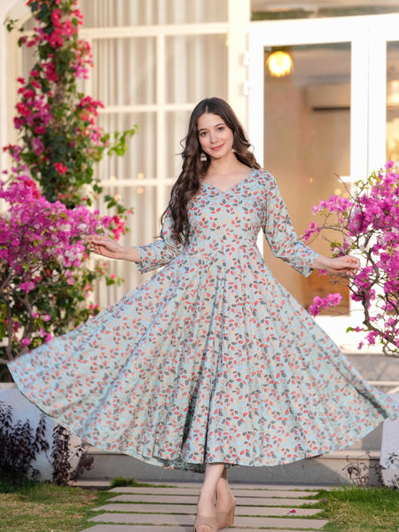 Women's Printed Anarkali Rayon Kurta