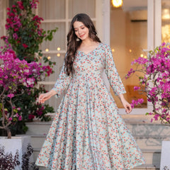 Women's Printed Anarkali Rayon Kurta