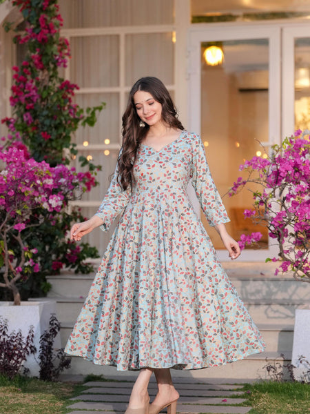 Women's Printed Anarkali Rayon Kurta