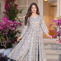 Women's Printed Anarkali Rayon Kurta