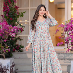 Women's Printed Anarkali Rayon Kurta