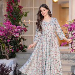 Women's Printed Anarkali Rayon Kurta