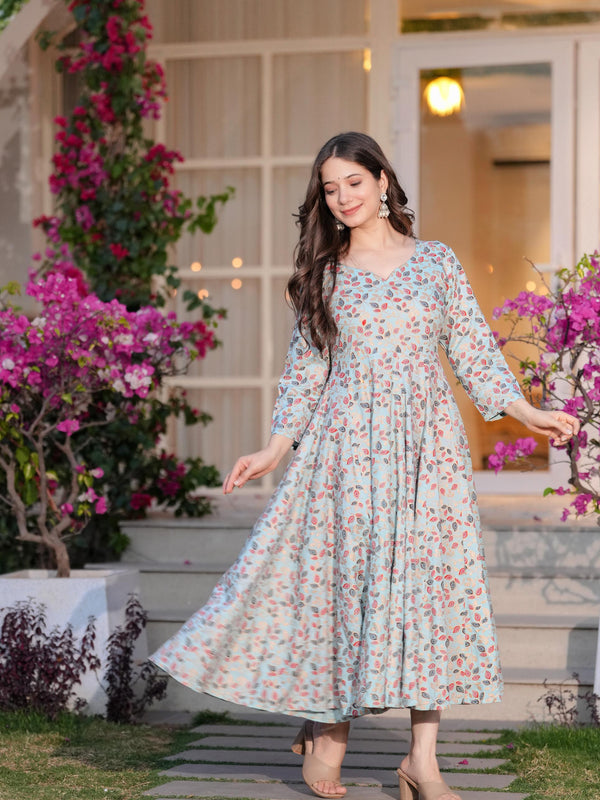 Women's Printed Anarkali Rayon Kurta