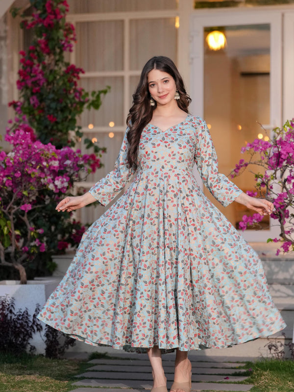 Women's Printed Anarkali Rayon Kurta