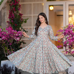 Women's Printed Anarkali Rayon Kurta