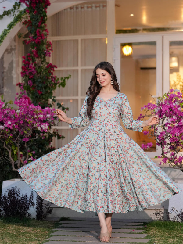 Women's Printed Anarkali Rayon Kurta