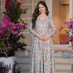 Women's Printed Anarkali Rayon Kurta
