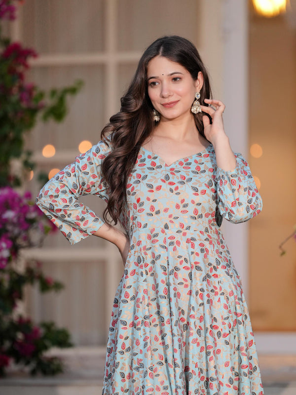 Women's Printed Anarkali Rayon Kurta