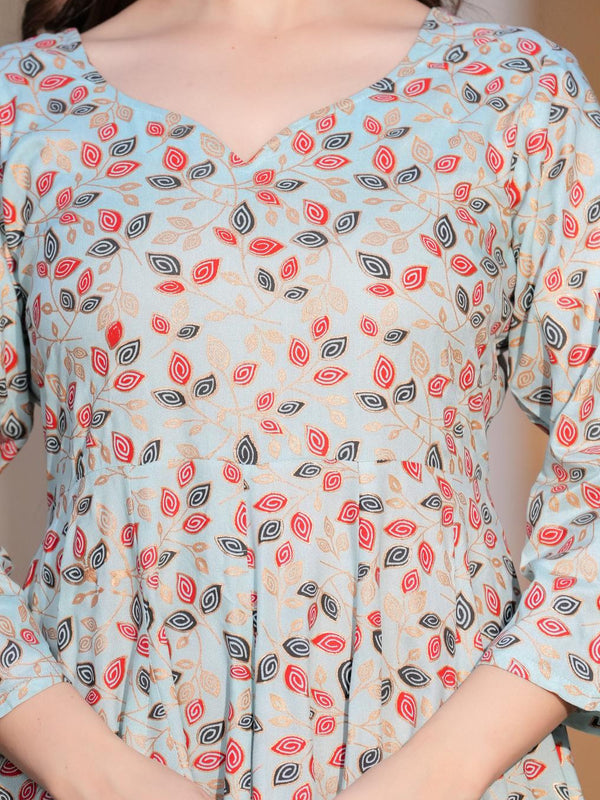 Women's Printed Anarkali Rayon Kurta