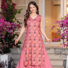 Women's Rayon Straight Kurta & Skirt with Dupatta set