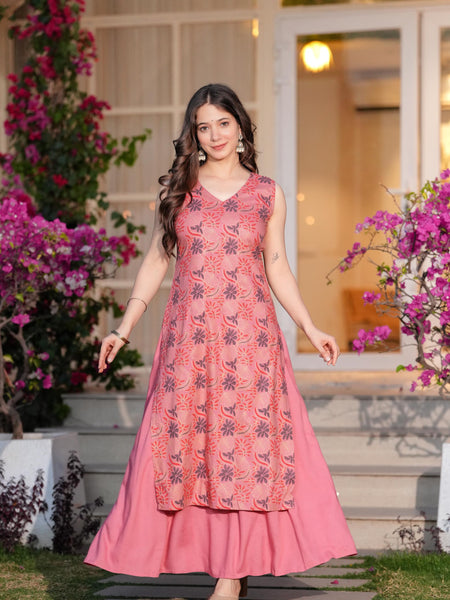 Women's Rayon Straight Kurta & Skirt with Dupatta set