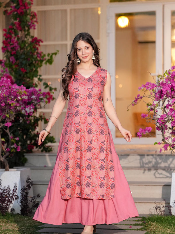 Women's Rayon Straight Kurta & Skirt with Dupatta set