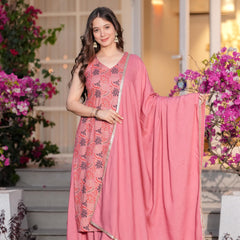 Women's Rayon Straight Kurta & Skirt with Dupatta set