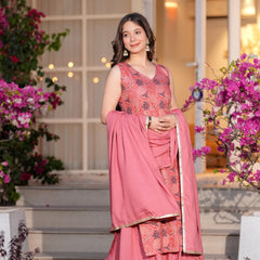 Women's Rayon Straight Kurta & Skirt with Dupatta set