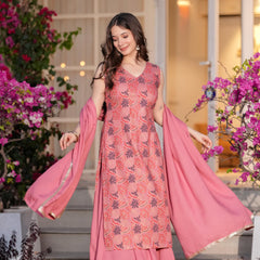 Women's Rayon Straight Kurta & Skirt with Dupatta set