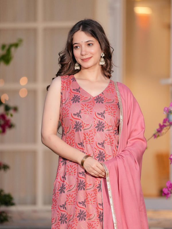 Women's Rayon Straight Kurta & Skirt with Dupatta set