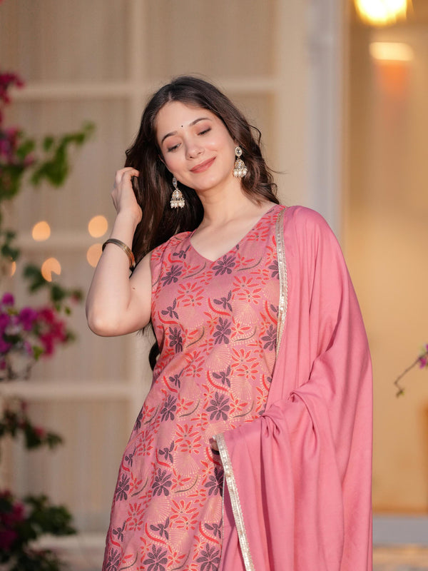 Women's Rayon Straight Kurta & Skirt with Dupatta set