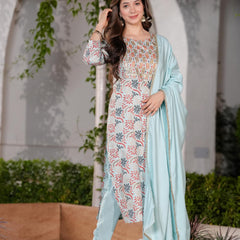 Women's Rayon Straight Kurta & Pants with Dupatta set