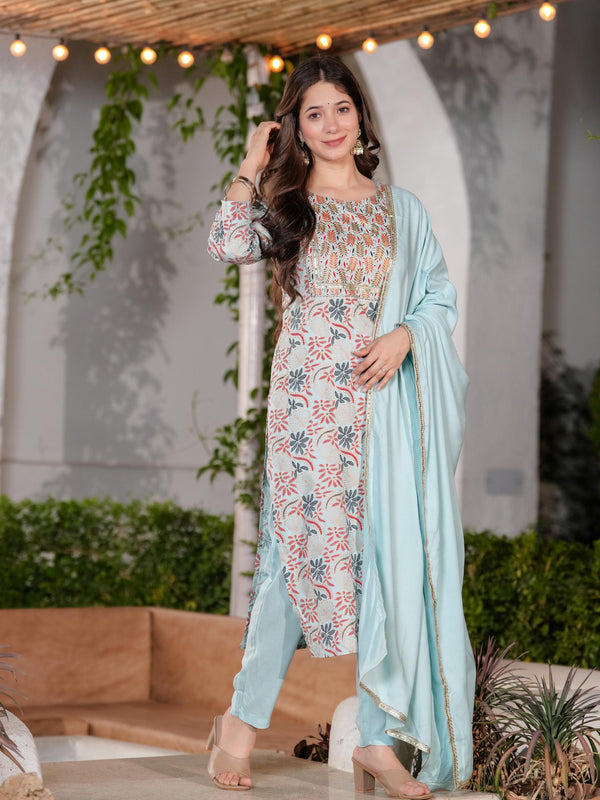 Women's Rayon Straight Kurta & Pants with Dupatta set