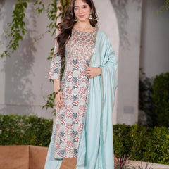 Women's Rayon Straight Kurta & Pants with Dupatta set