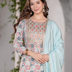 Women's Rayon Straight Kurta & Pants with Dupatta set