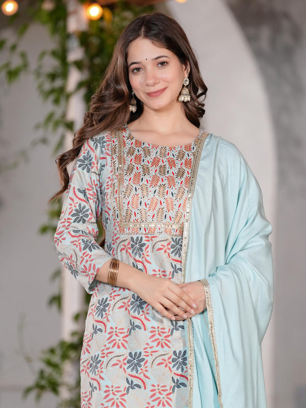 Women's Rayon Straight Kurta & Pants with Dupatta set