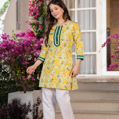 Women's Printed Straight Cotton  Kurta