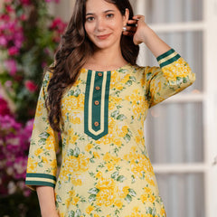 Women's Printed Straight Cotton  Kurta