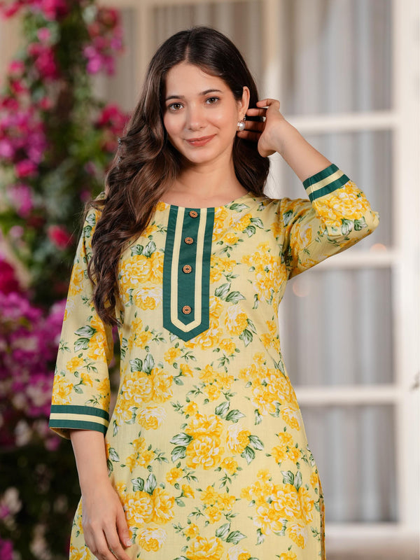 Women's Printed Straight Cotton  Kurta
