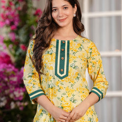 Women's Printed Straight Cotton  Kurta