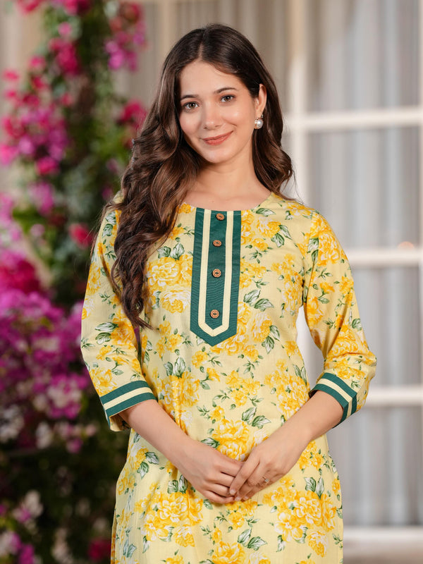 Women's Printed Straight Cotton  Kurta