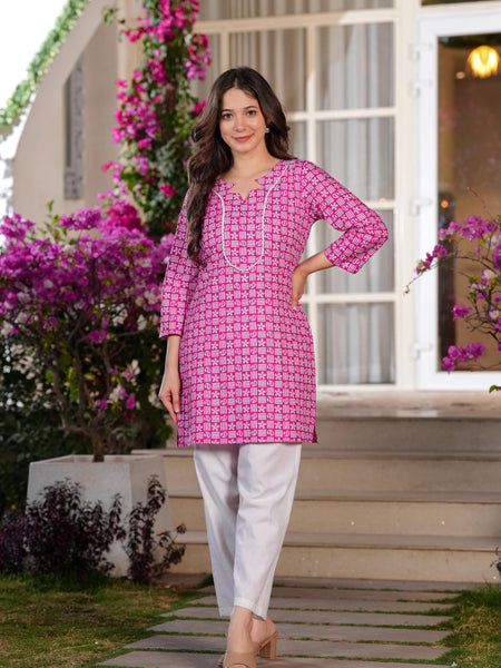 Women's Printed Straight Cotton  Kurta