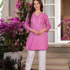Women's Printed Straight Cotton  Kurta