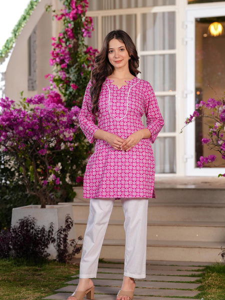 Women's Printed Straight Cotton  Kurta