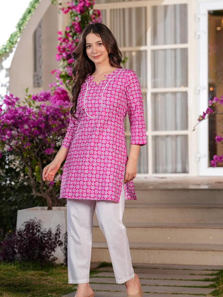 Women's Printed Straight Cotton  Kurta