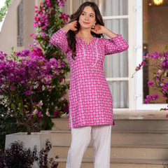 Women's Printed Straight Cotton  Kurta