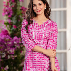 Women's Printed Straight Cotton  Kurta